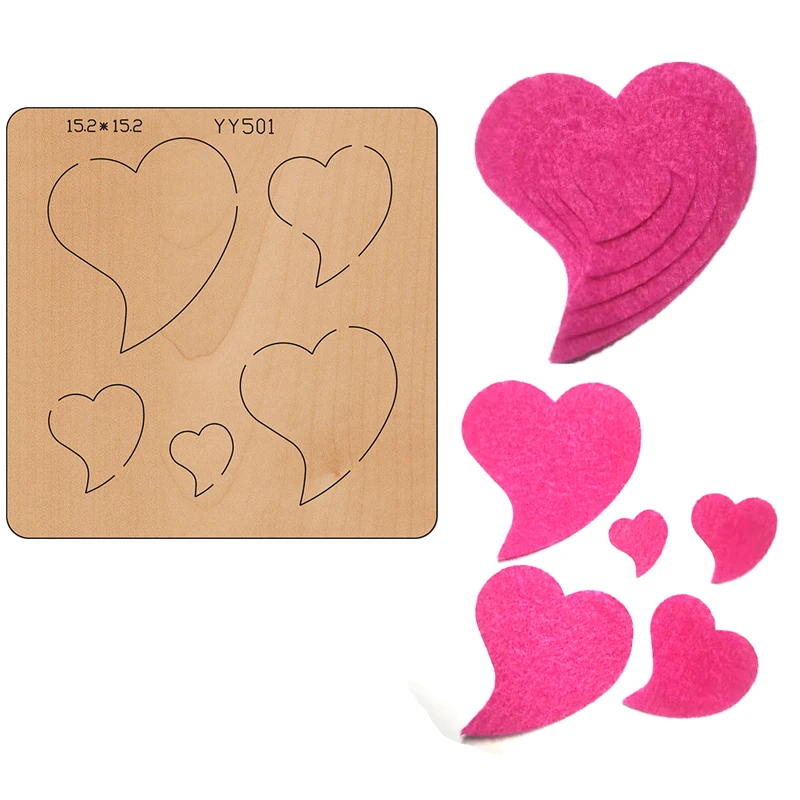 

Wooden Die Cutting Process Rose Flower Knife Mold, Yy-251 Heart Petal Cutting Compatible With Most Manual Die Cutting Dies