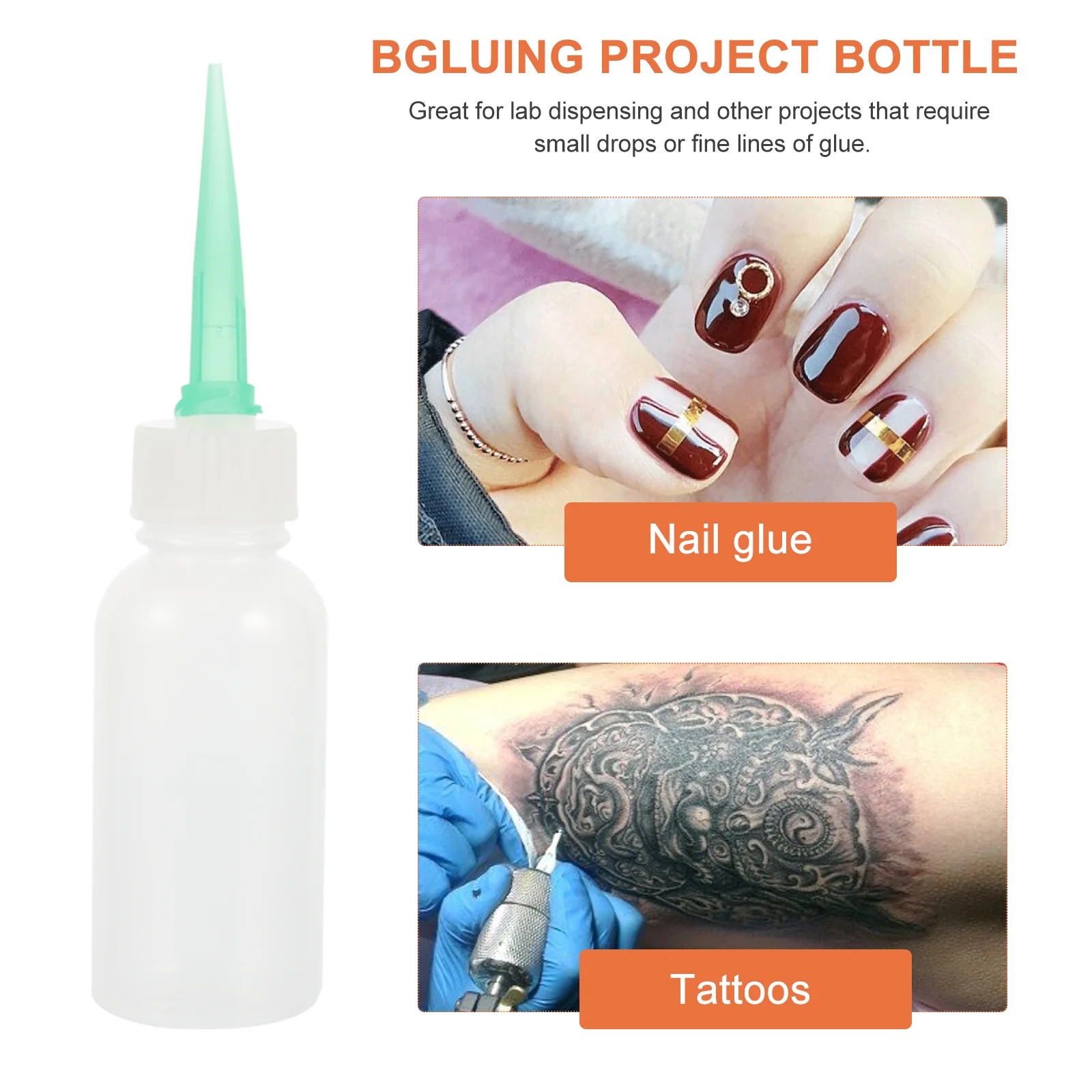 Applicator Bottle and Luer Needle Tip Cap Oil Glue Ink Henna