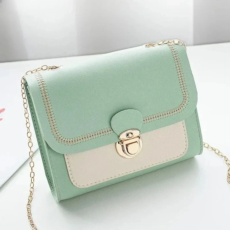 

Stitching Women Summer Shoulder Crossbody Bag Chain PU Leather Ladies Messenger Bag Female Small Square Bag Clutch Bags Handbags