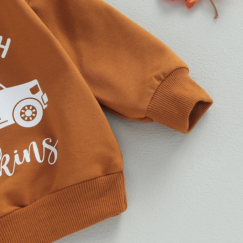 Description Picture 6 of itemBaby Hoodie Long Sleeve Crew Neck Letters Pumpkin Truck Print Sweatshirt Halloween Clothes for Girls Boys