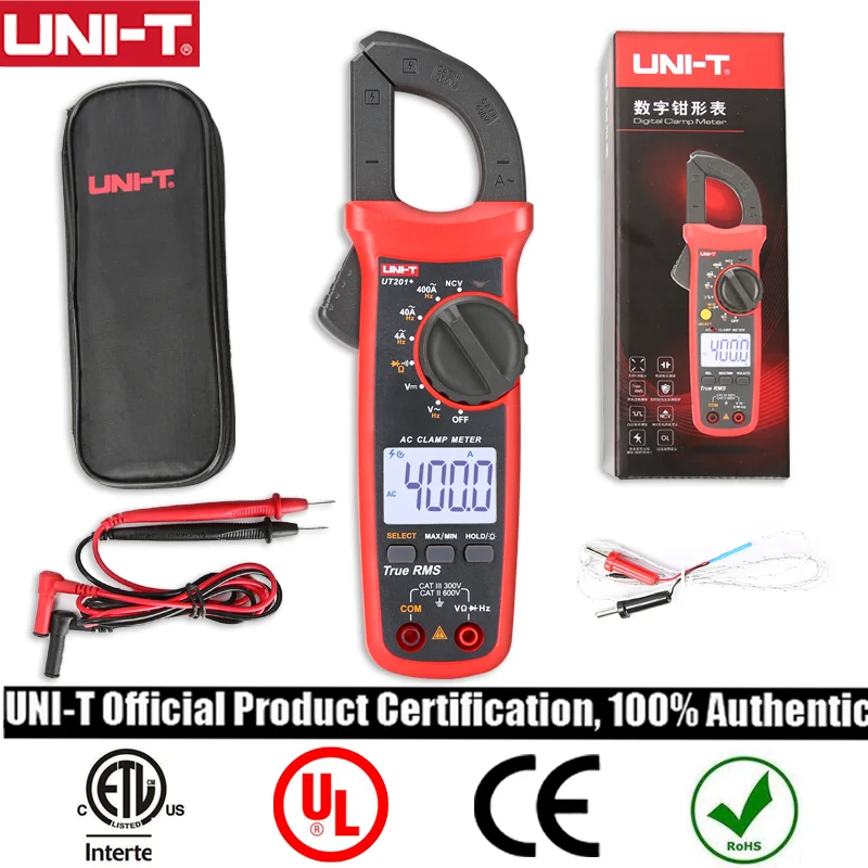 Цифровой токоизмеритель-зажим UNI-T UNI T UT201 + UT202 UT203 амперметр