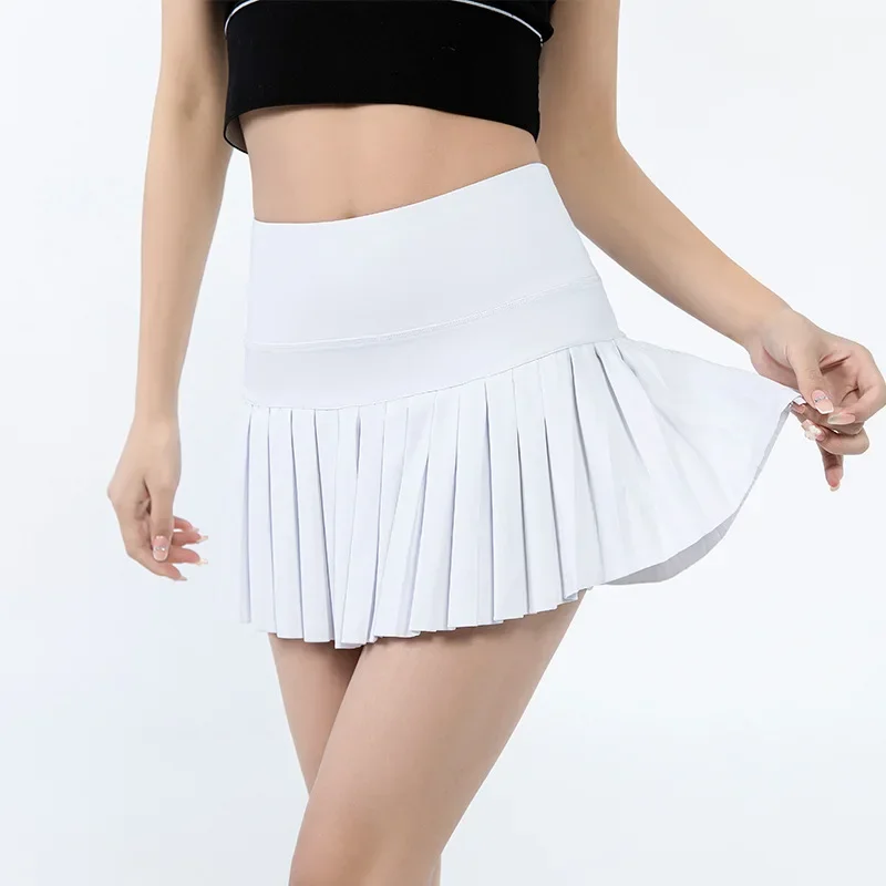 fashionable summer sports shorts women's pleated skirt anti glare short skirt running outdoor fitness breathable tennis
