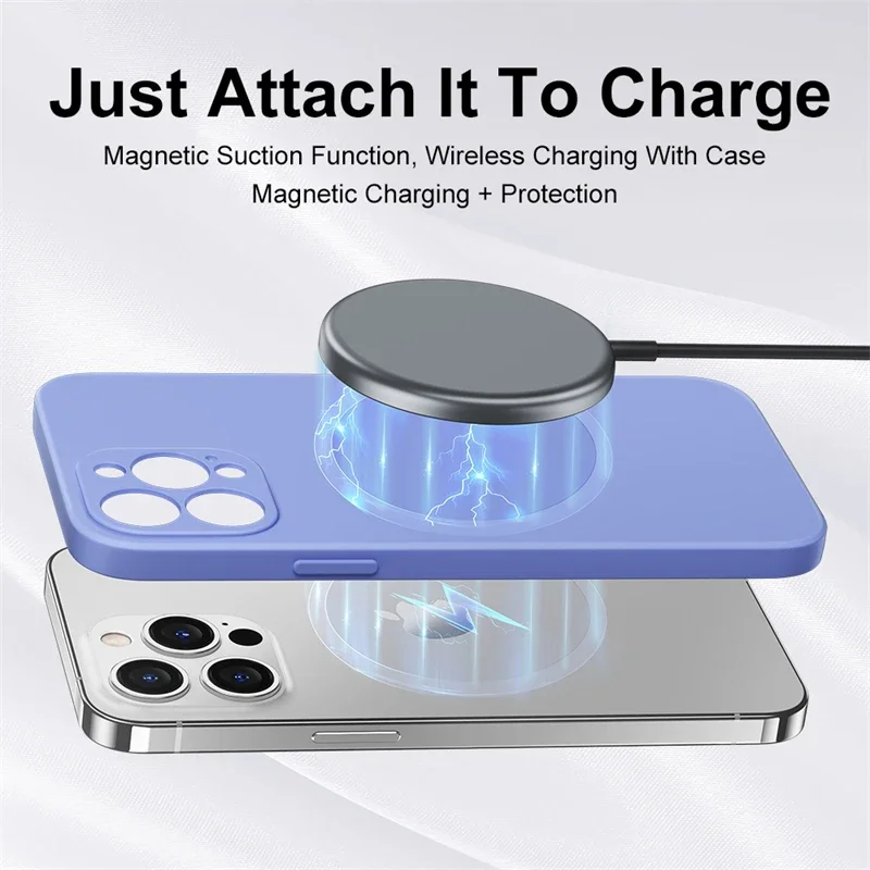 MagSafe Magnetic Wireless Charging Liquid Silicone Phone Case - Soft Back Cover