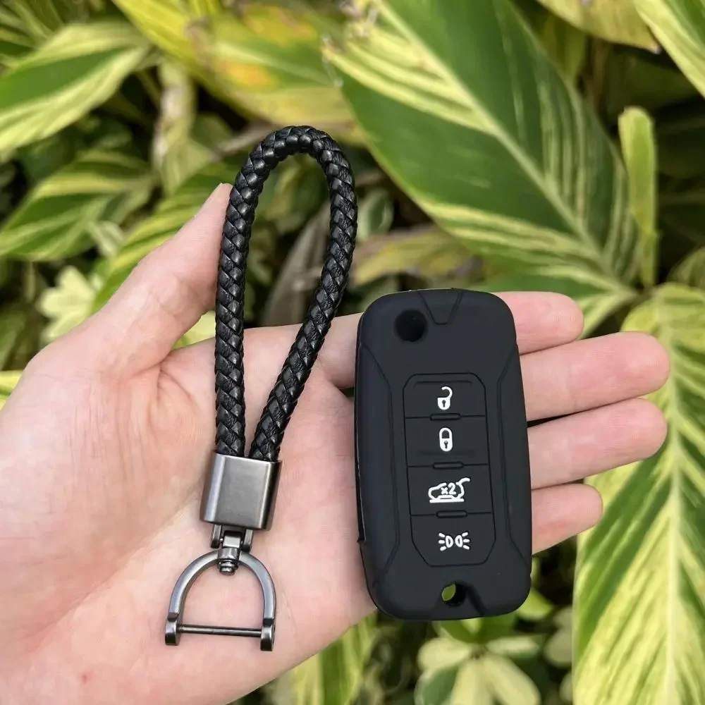 Key Case Cover Key Case Remote Control Case Cover Flip Key Fob Shell Car Key Shell ZAD Silicone Rubber Car Key Case Cover FOB for Jeep Renegade Hard Steel Flip Folding Remote 4button Keyless