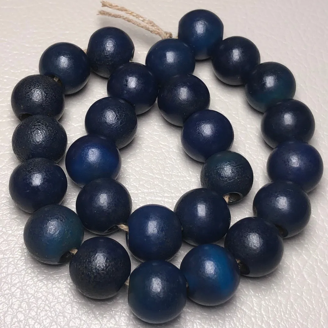 

14mm Genuine Weathered Blue Old Agate Round Loose Beads For Jewelry Making Diy String Bracelet Beaded Necklace Charms Accessorie