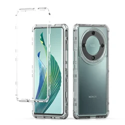Hybrid Armor Shockproof Phone Case with Hard Plastic Frame and Transparent TPU Back Cover for Honor Magic 5 Lite (Clear)