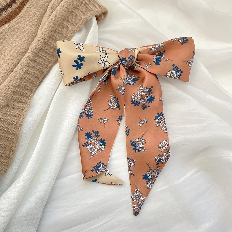 4pcs Silk Feel Skinny Silk Scarf Hair Band Women Spring Hair Hand Bag Wrist Bandana Foulard Ribbon Scarves Hair Accessories 6