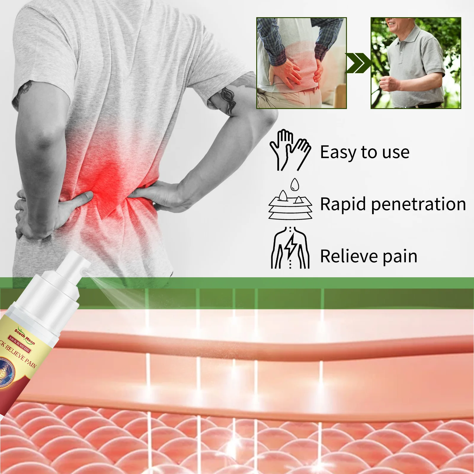 Adult products, Lumbar Cold Gel Spray for Relaxing Muscles, Activating Collaterals and Fatigue Pain of Lumbar Cervical Joints