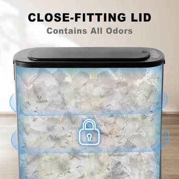 5 Gallon Automatic Bathroom Trash Can, Touchless Motion Sensor Garbage Can with Lid, Smart Plastic Slim Wastebasket for Bathroom 6