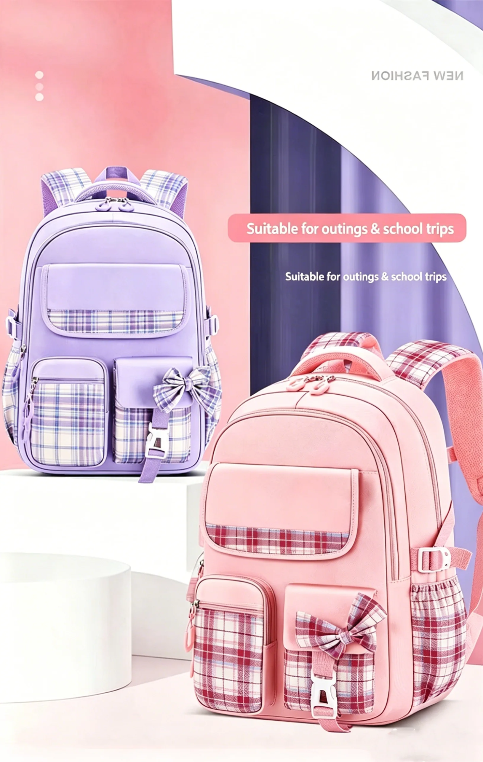 Ergonomic Spine Protecting School Backpack For Girls Waterproof Image 1