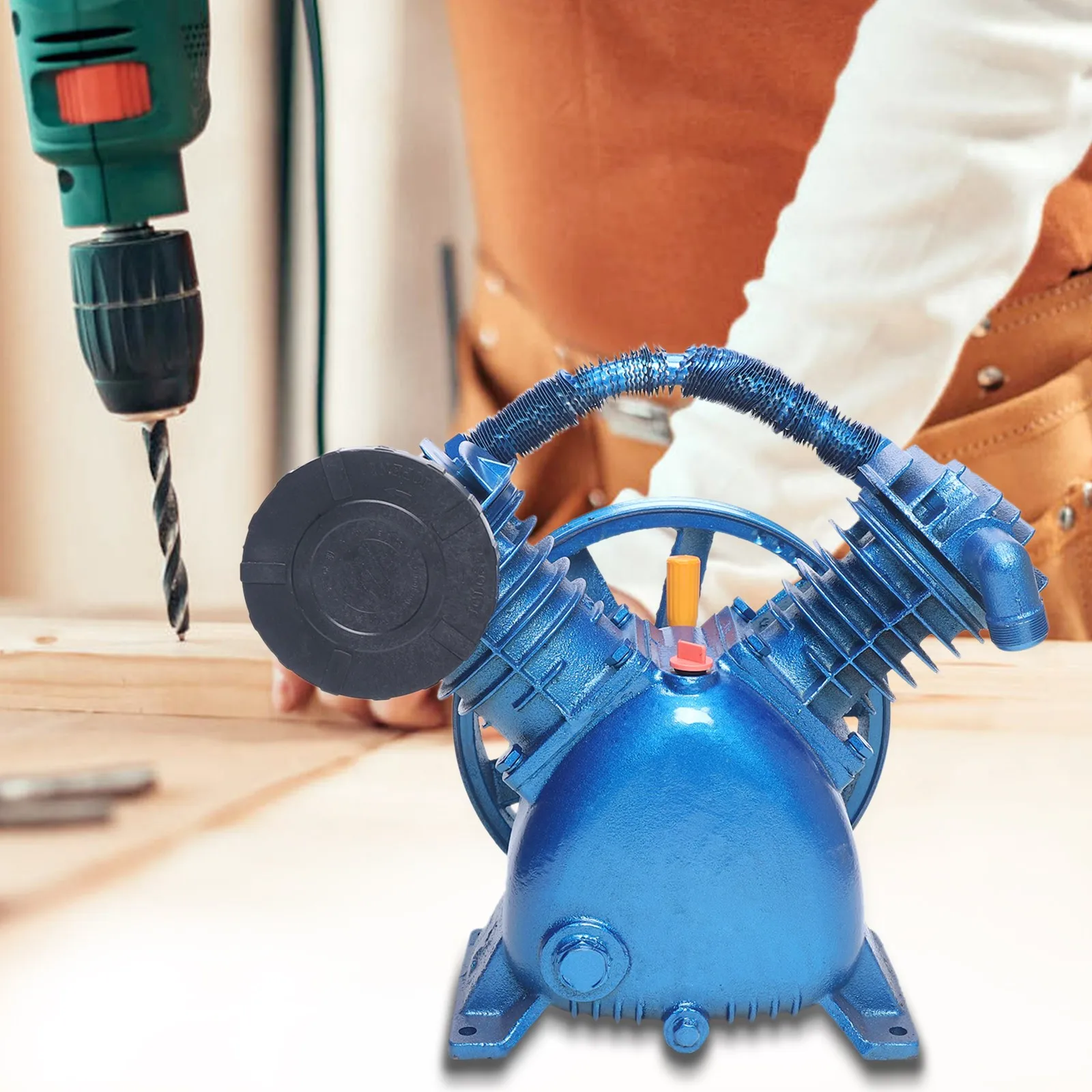 

Pump Head TBVECHI 175PSI 4KW 5.5HP 21CFM V Type Twin Cylinder Air Compressor Pump Head Double Stage