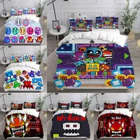 Geometry Dash Bedding Sets Comforter Quilt Bed Cover Duvet Cover Pillow Case 2-3 Pieces Sets Kids Adult Size 1