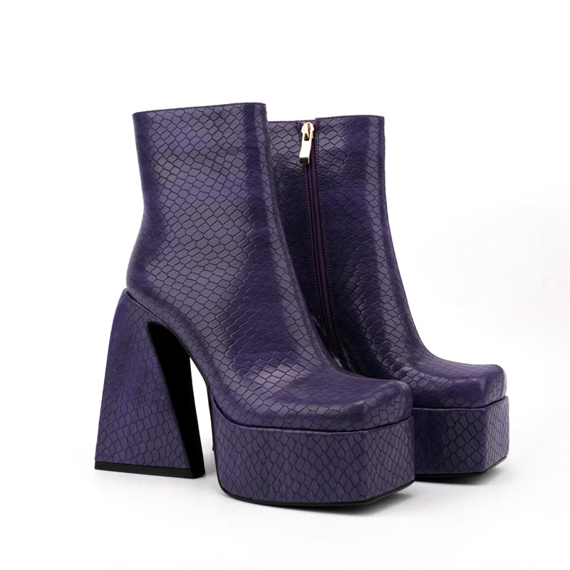 snakeskin platform boots