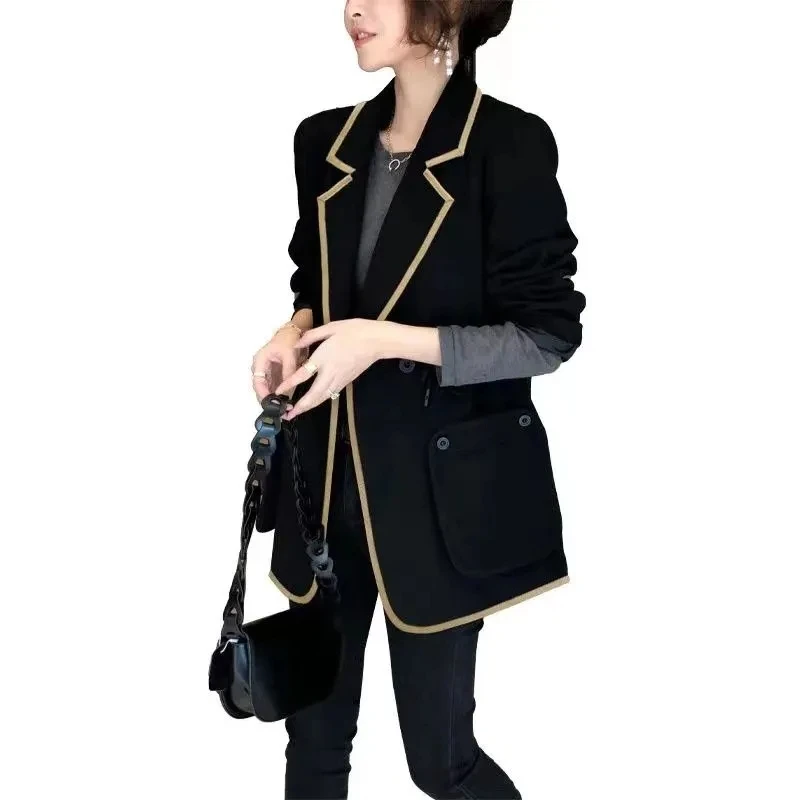

Black Suit Women's Coat Spring Autumn 2022 New Fashion Korean Long Sleeve Blazers Woman Jacket Casual Office Female Blazer Tops