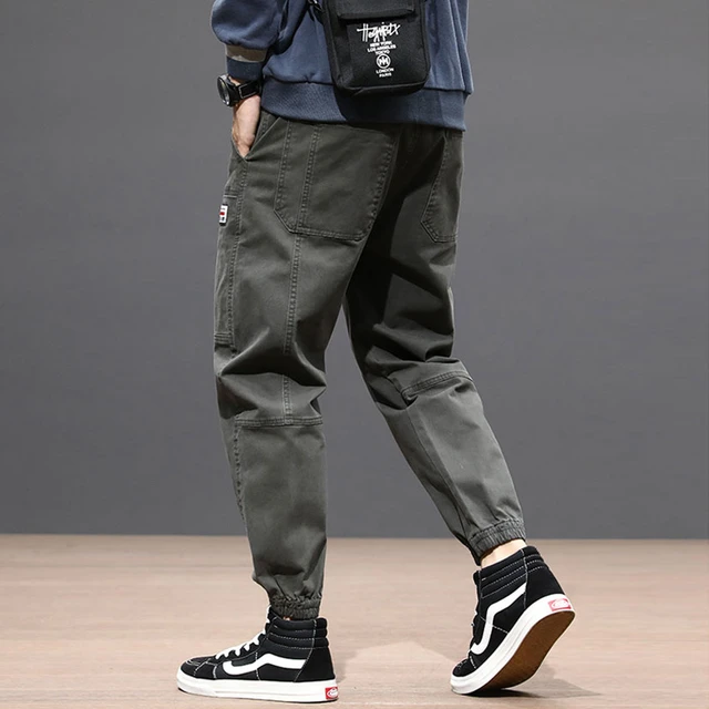 Japanese Style Fashion Men Joggers Pants Big Pocket Loose Fit Cargo Pants  Hombre Harem Trousers Street Hip Hop Casual Pants Men