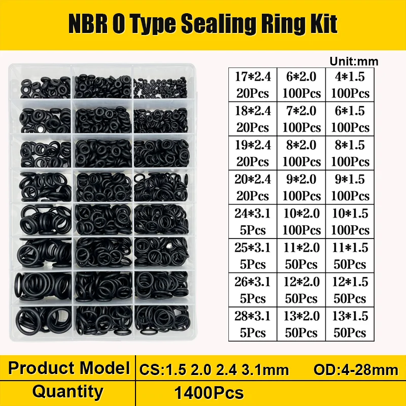 2,4 mm, 90 hardheid NBR O-ring, nitrilrubberen afdichtring, ronde O-type corrosiebestendige oliebestendige afdichting(OD 10mm(100PCS