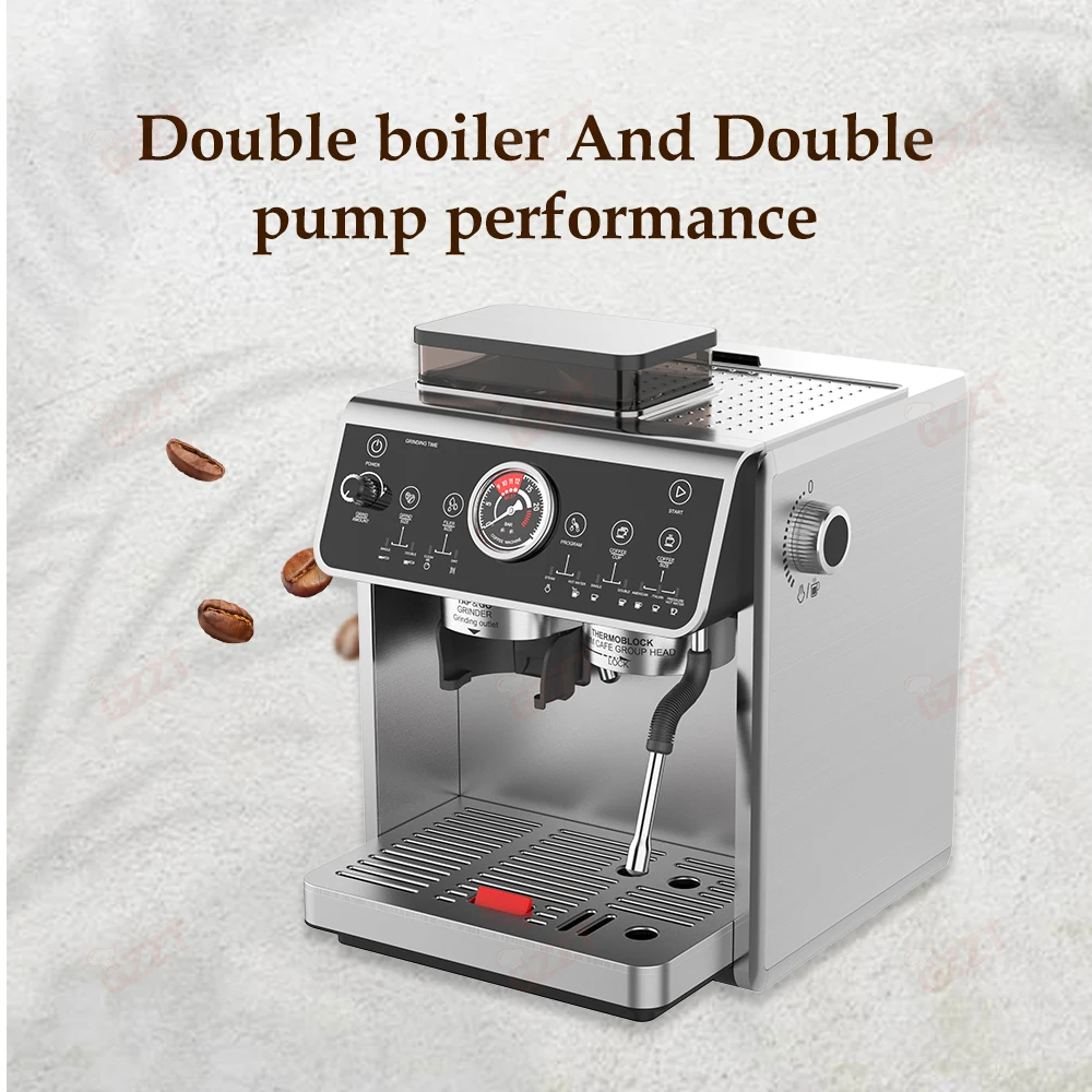 GZZT ATC-11 Semi-Automatic Espresso Machine with Grinder Dual Pump Triple Boiler for Perfect Milk Frothing Coffee Maker 220-240V