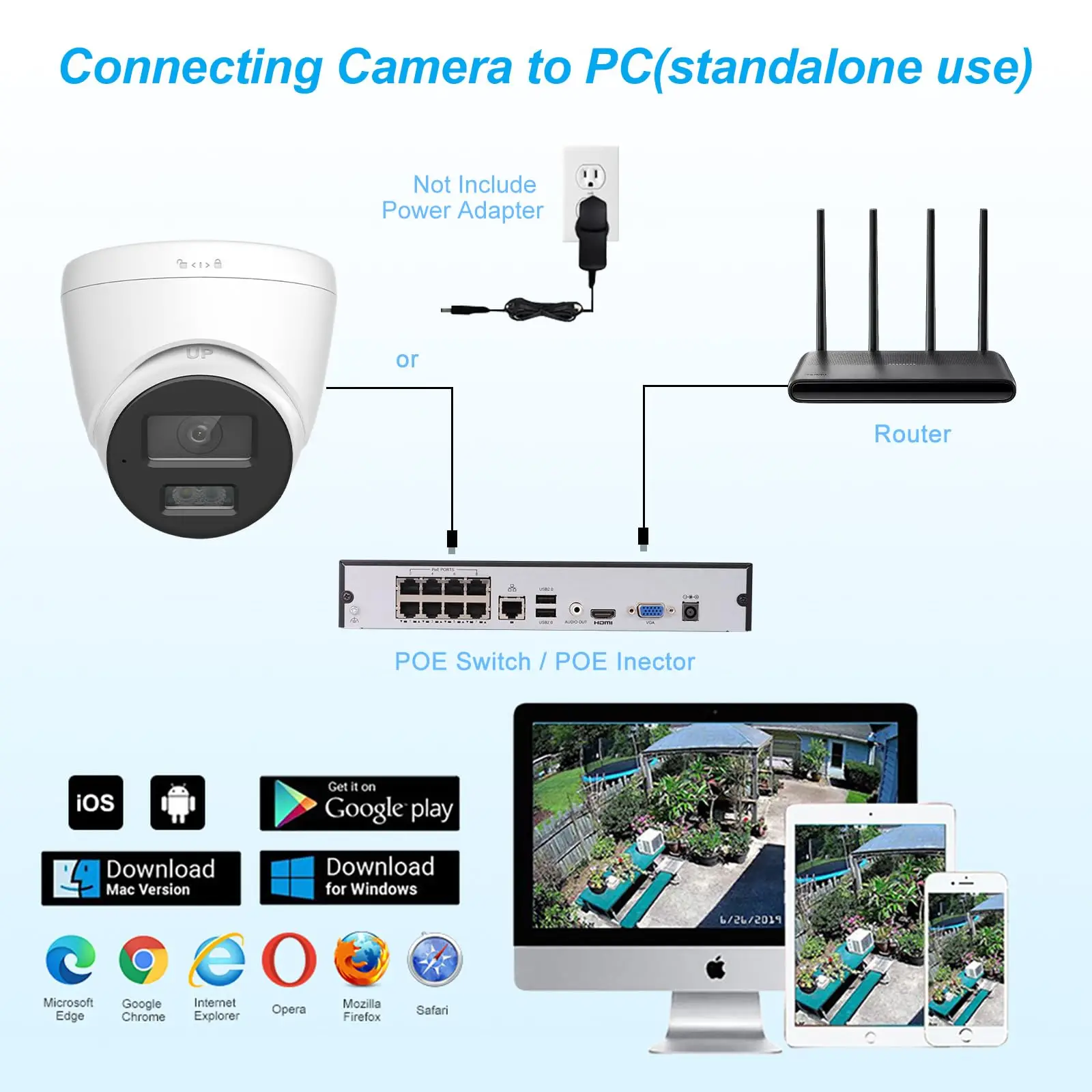 Anpviz 8MP 4K PoE IP Camera Outdoor Security Camera Color Night Vision Smart Motion Detection One-way Audio CCTV Camera H.265+ 5