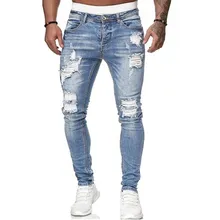 5 kinds of style Ripped Jeans Men Skinny Slim Fit Blue Hip Hop Denim Trousers Casual Jeans for Men Jogging jean