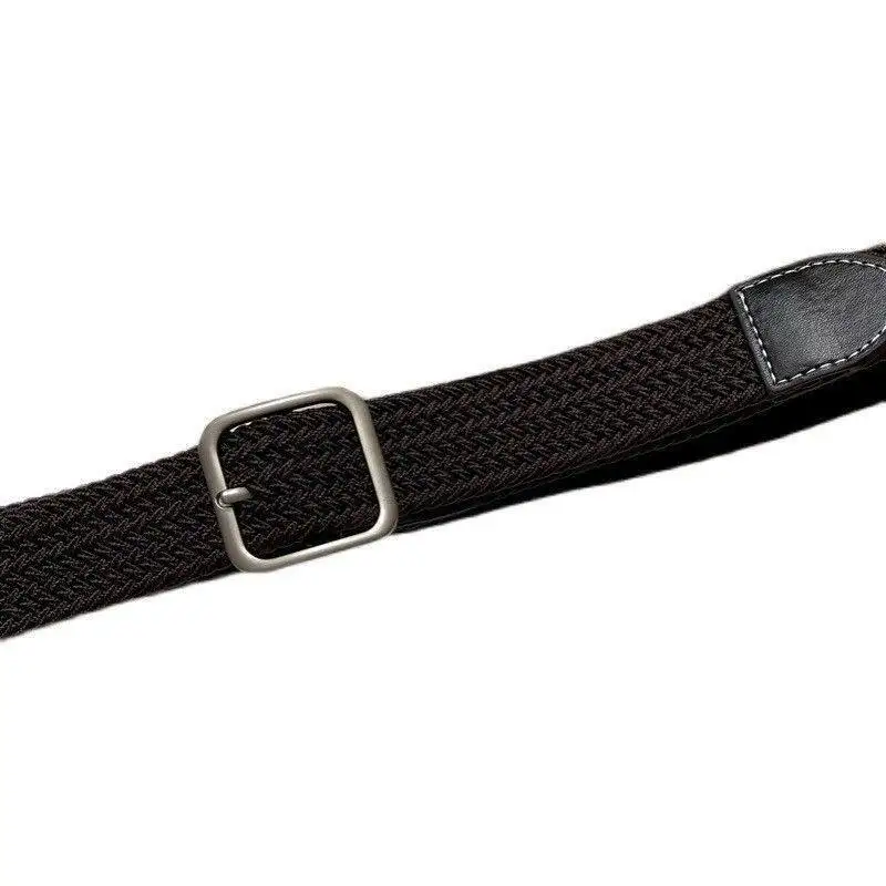 No drilling required Men Elastic Belt Canvas Belt Metal Pin Buckle Durable Stretch Belt