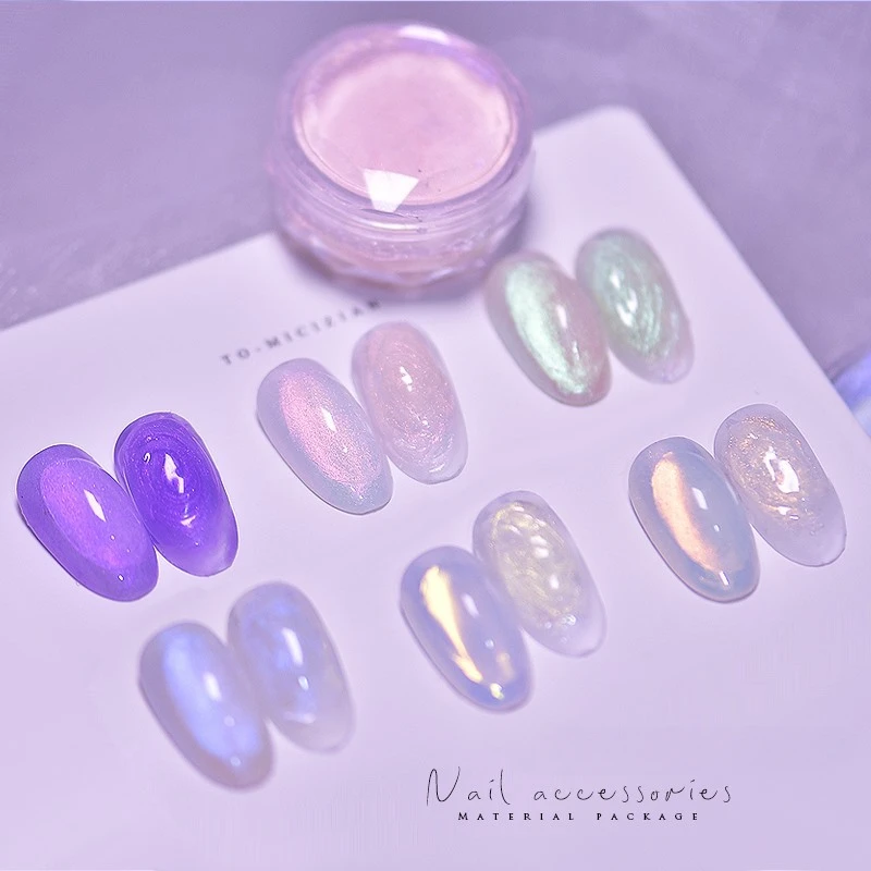 0.5G Aurora Nail Powder Mirror Glitter Pink Orange Symphony Glass Nail Pigment Uv Gel Polish Chrome Dust Decoration Pigment