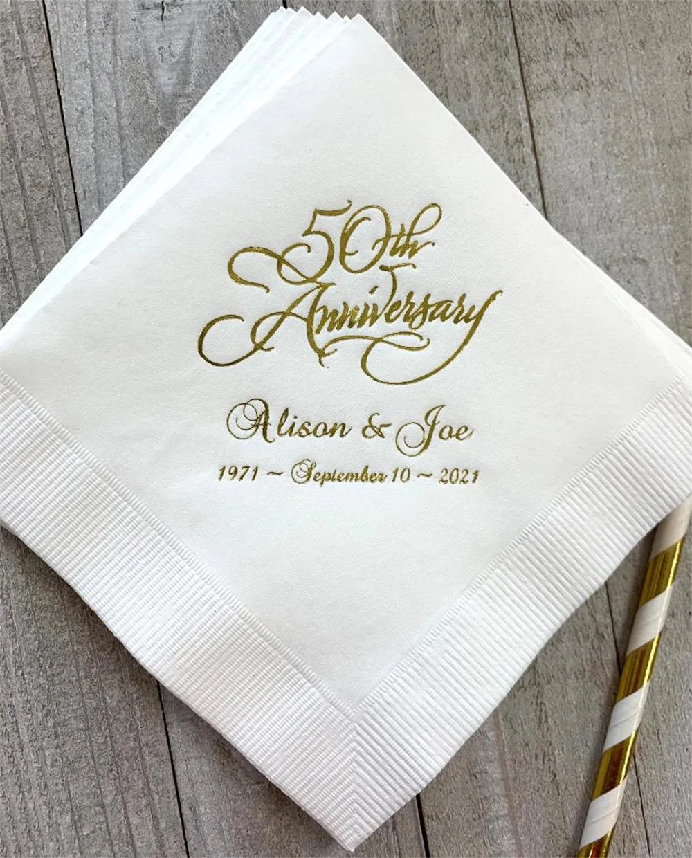 

50PCS Personalized Napkins Beverage & Luncheon Size Available Wedding Napkins Shower Engagement Custom Monogram 50th Anniversary