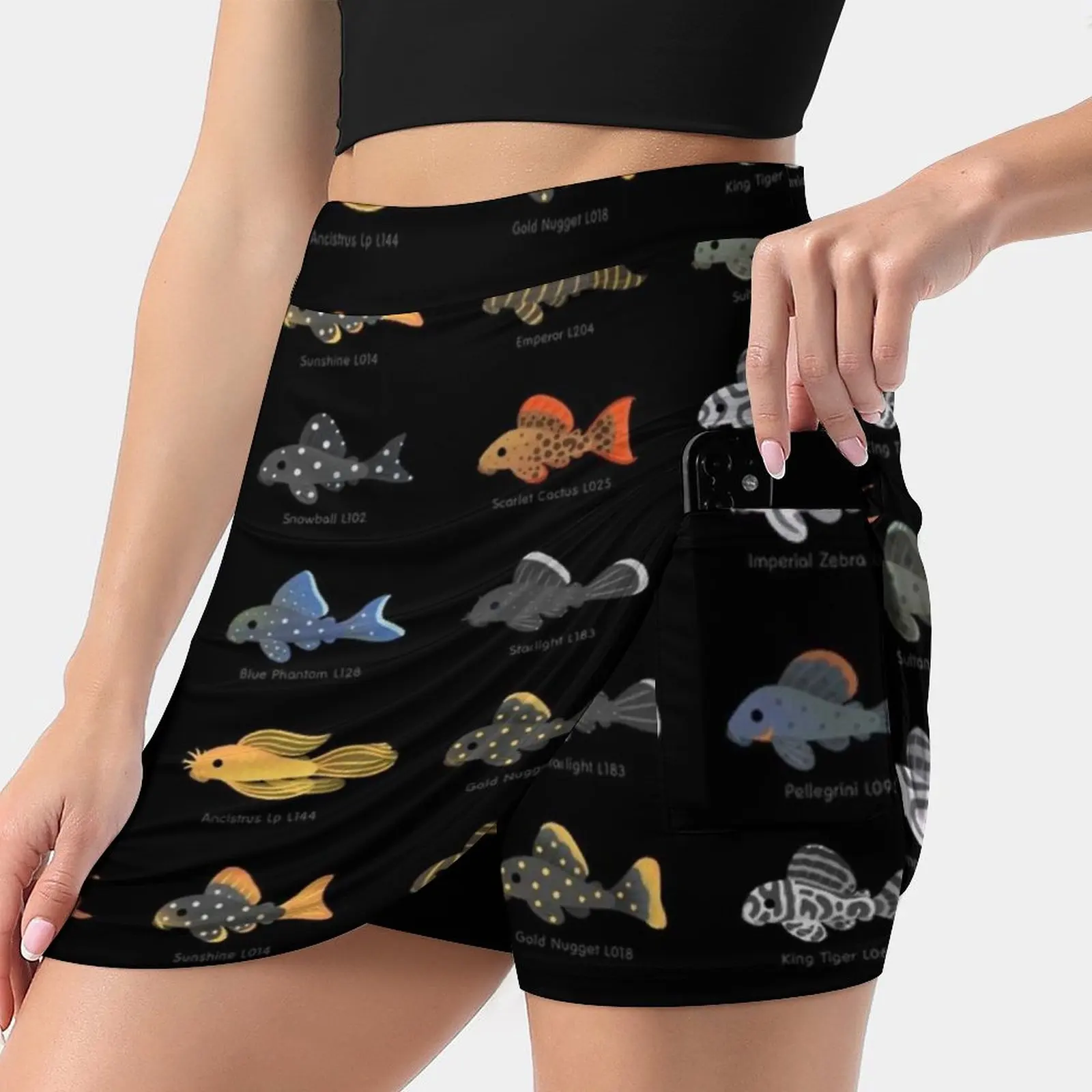 

Pleco!-Черная Женская юбка, Спортивная юбка с карманами, модная юбка в Корейском стиле 4Xl, юбки Plecostomus Pleco, аквариум с рыбками