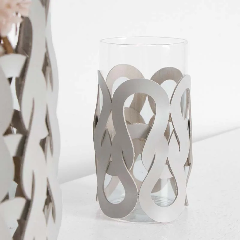 Leather Glass Vase European Luxury Home Decoration Vase Tabletop Vase Decor Leather Wrapped Hydroponic Plant Container Plantpot 2