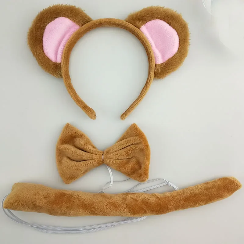 Children Animal Monkey Ears Headband Bowtie Tail Tutu Skirt Set  for Kids Boy Girls Party  Headwear  Halloween Costume Cosplay