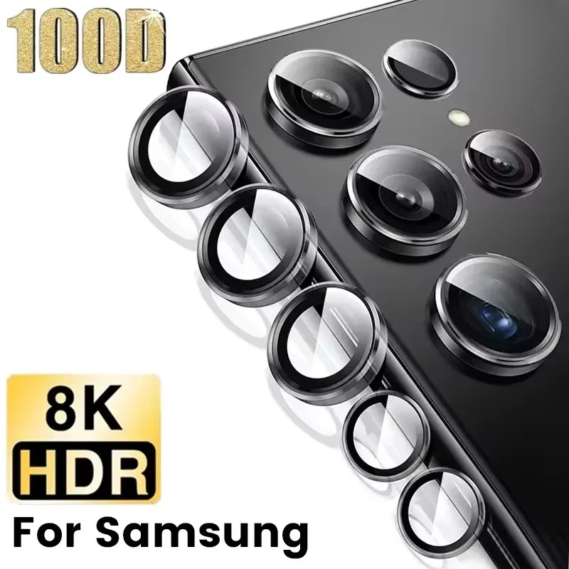 Premium Tempered Glass Camera Lens Protector with Metal Ring