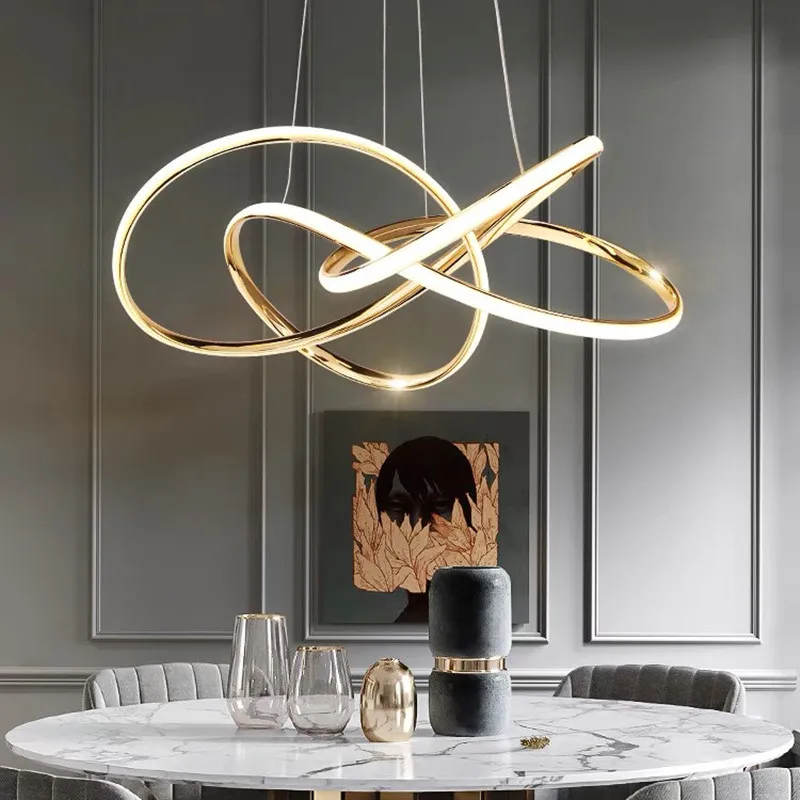 Lampadari a LED moderni nordici finiti in oro lampada a linea geometrica  per cucina soggiorno sala da pranzo lustro lampada a sospensione a  sospensione