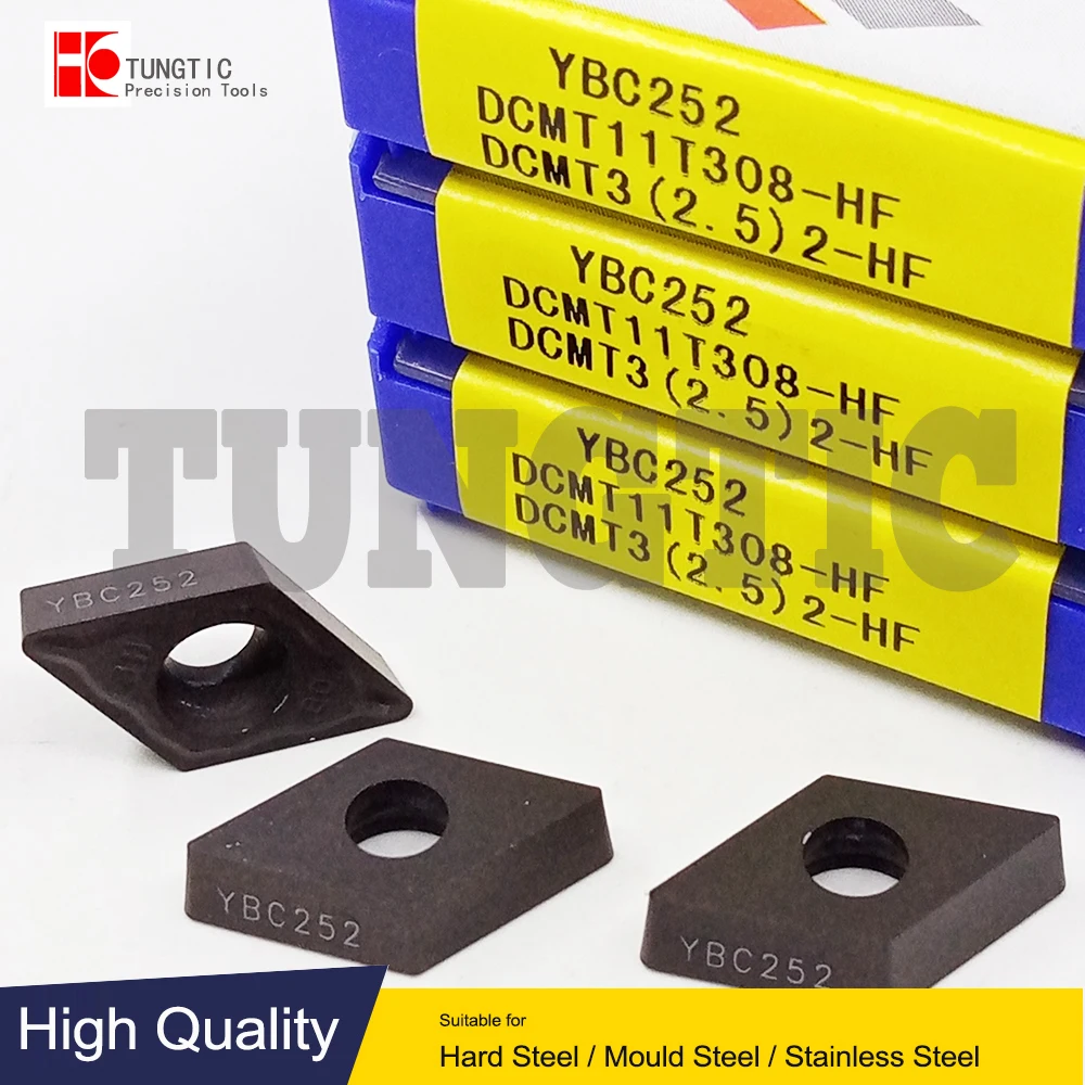 

DCMT11T308-HF YBC252 YBC251 YBC152 Cutter CNC Tools Lathe Machining Tools Lathe Cutting Tool Metal Turning Tools Inserts