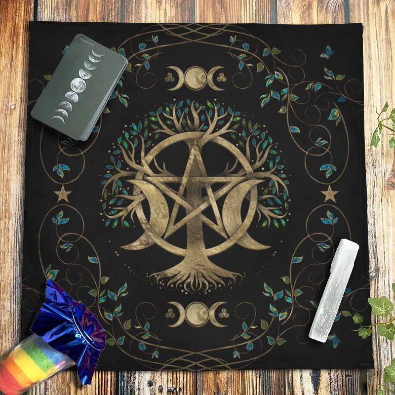 

Tree Of Life Pentagram Tarot Tablecloth Triple Moon Altar Cloth Velvet Oracle Card Pad Divination Witchcraft Astrology Supplies