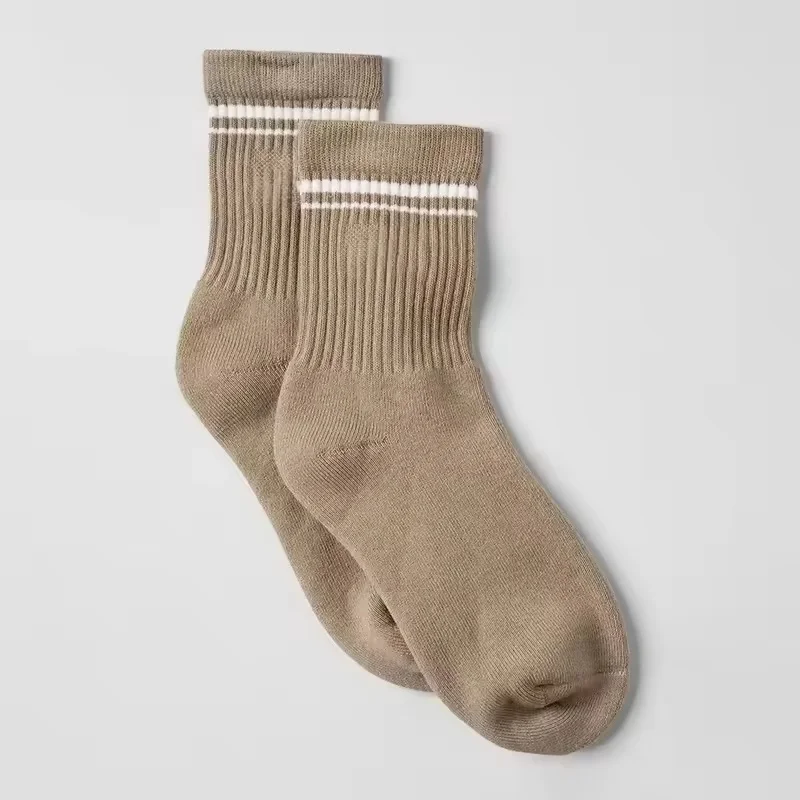 Sports Socks Yoga Instant Classic Unisex Half-Crew Throwback Sock Gravel Athletic Pure Cotton