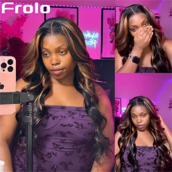 Peluca ondulada P1B/30 de cabello humano con encaje HD 13x6 1