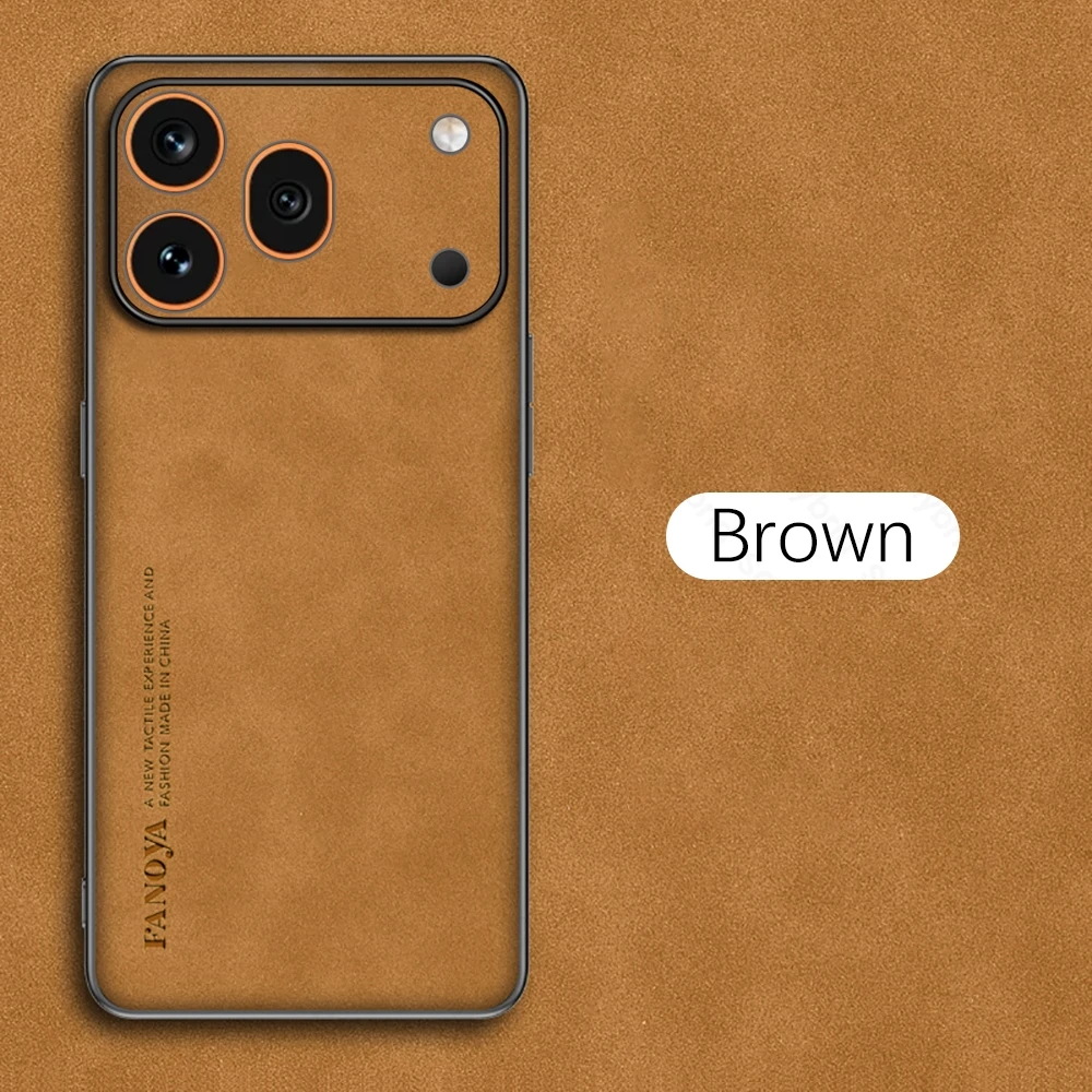 Luxury Sheepskin Leather Back Cover with Soft Silicone Edge – Shockproof Coque
