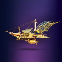 DIY Steampunk Fantasy Epic Style Spaceship 3D Wooden Puzzle Toy Model Building Block Kits Assembly Jigsaw Toy Gift for kids