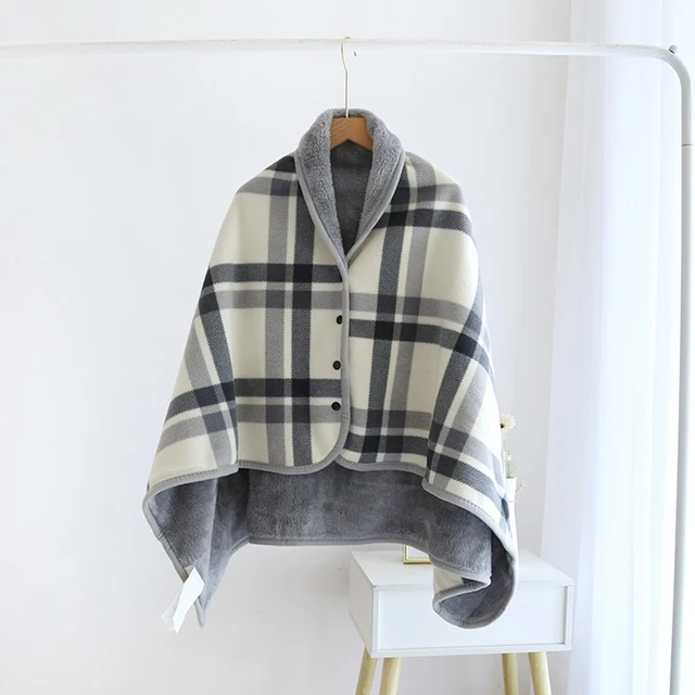 1pc Wearable Blankets Shawl Blanket Flannel Lazy Casual Office Blanket 3