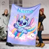 1PC Custom Name Pokémon Disney Stitch Printed Blanket, All-Season Multi-Use for Nap, Camping, Travel, Car ,sofa Machine Washable 3