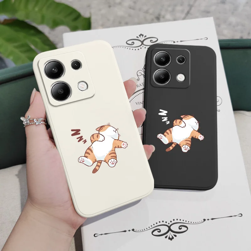 Sleep Tiger Cat Liquid Silicone Phone Case Cover