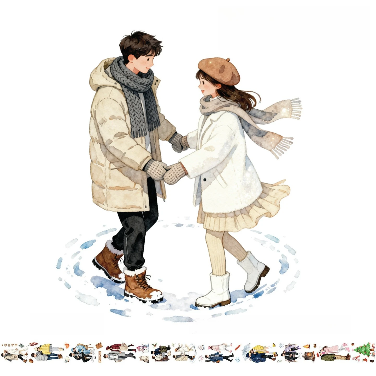 2M/롤 카와이 그릴 보이 PET 테이프 장 마스킹 테이프 미적 콜라주 풍경 스티커 스크랩북킹 저널 문구류