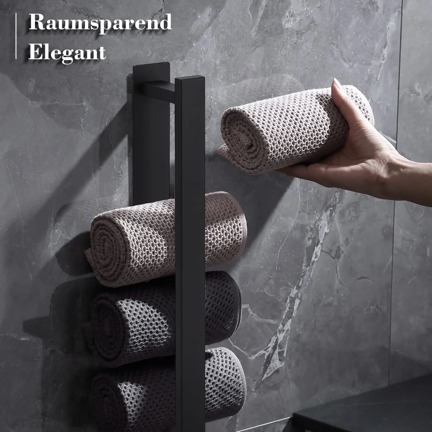 Towel Holder No Drilling Required Black Towel Holder Bathroom Guest Wall Matt Stainless Steel Bath