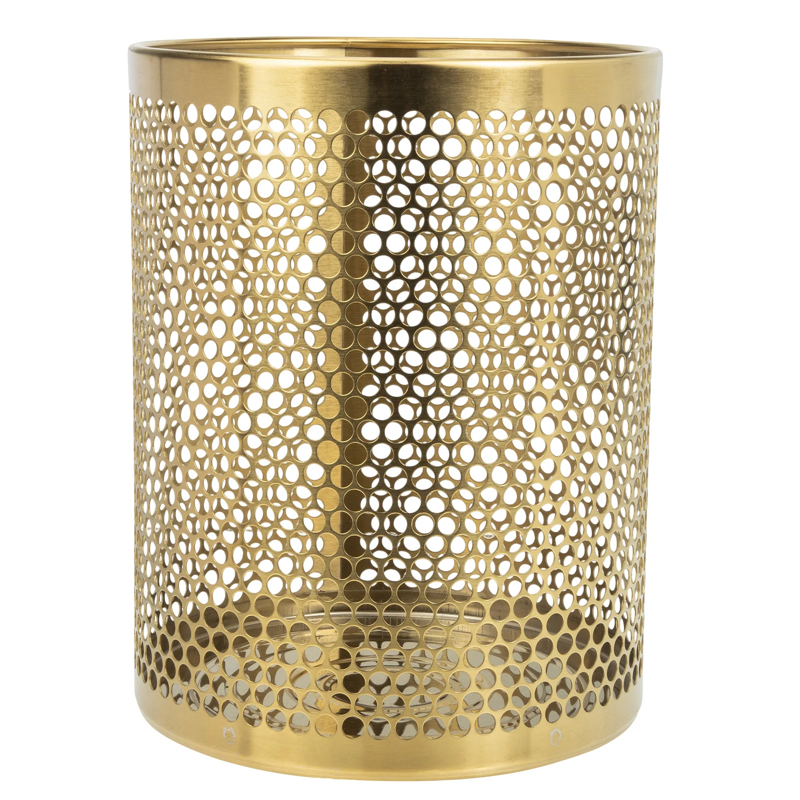 

Office Trash Cans Kitchen Garbage Compost Rubbish Waste Bin Metal Stainless Steel Trashcan Bathroom Mesh Golden