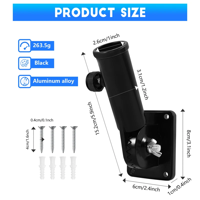 Flag Pole Holder Mounting Bracket Adjustable Flagpole Rod Hitch Bracket Multi-Position Flag Pole Mounting