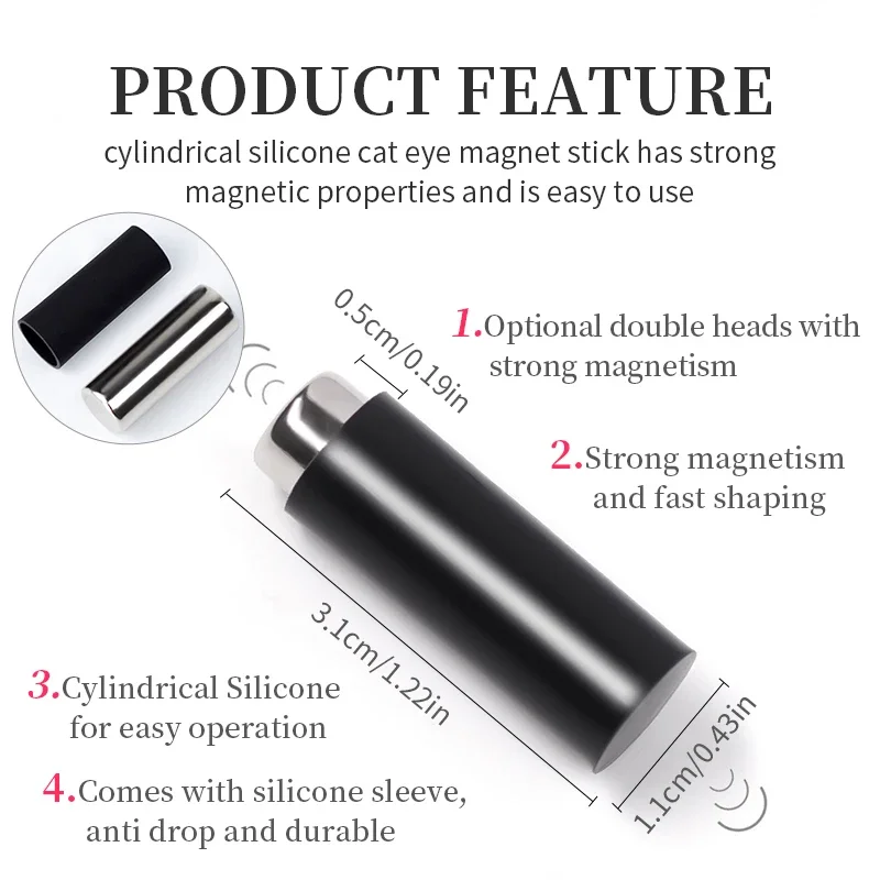 Silicone Magnet Stick Wand For 3D Magnetic Cat Eye Gel Strong magnetic effect Magic Nail Art Manicure Tools
