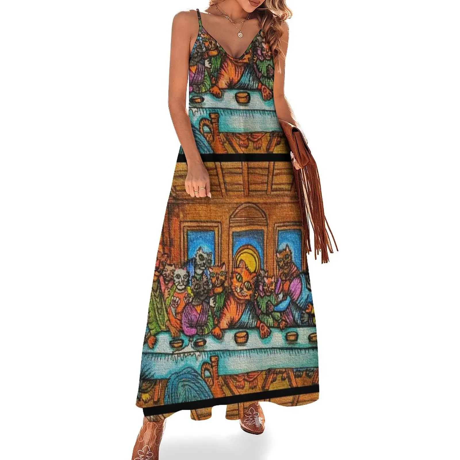 

New The Last Supper Sleeveless Dress summer dresses Women's summer long dress
