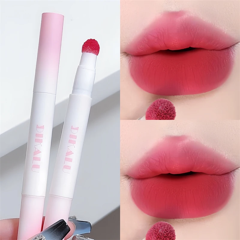 DIKALU Lip Powder Cream Air Cushion Lip Cream Matte Lip Glaze Mouth Red Lip Mud Non-fading Non-stick Cup Feminine White Brick Re 2