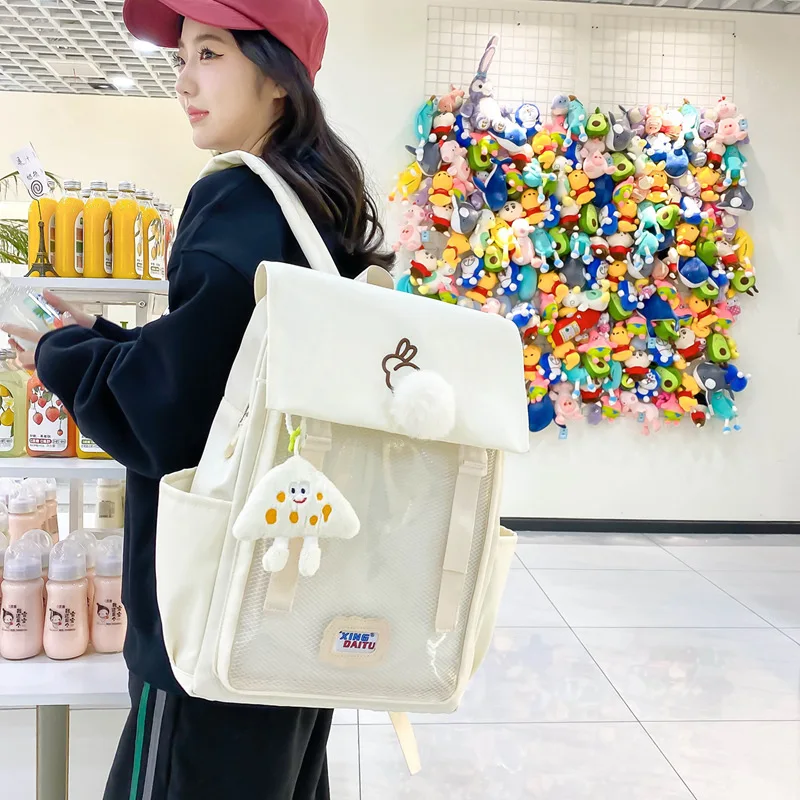 Women Cute Backpacks ITA Bag With Cat Bagging Back Packs Paws School Bag For Teenager Girls Transparent Bookbag Clear Itabag sac