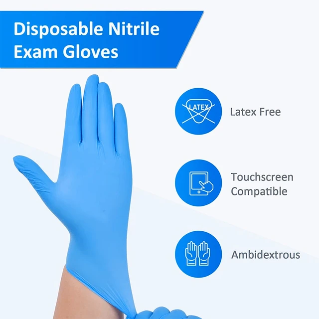 10-100PCS Blue Nitrile Disposable Gloves Latex Free Safety Work Gloves for Cleaning Kitchen Mechanic Auto Protective Glove 3