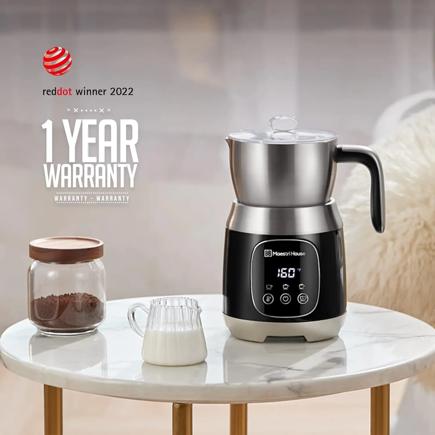 Description Picture 2 of itemMaestri House Electric Milk Frother and Steamer Smart Touch Control Milk Warmer for Latte Cappuccino Hot Chocolate Coffee